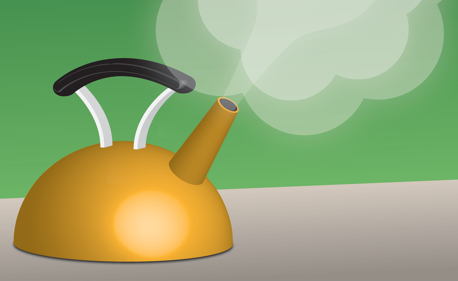 An illustration of a teapot letting off steam