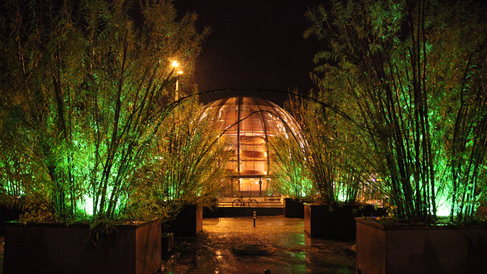 Photo of CERN Globe at night