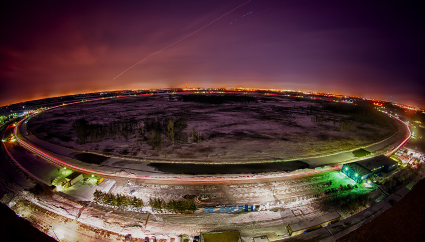 Photo of Tevatron at night