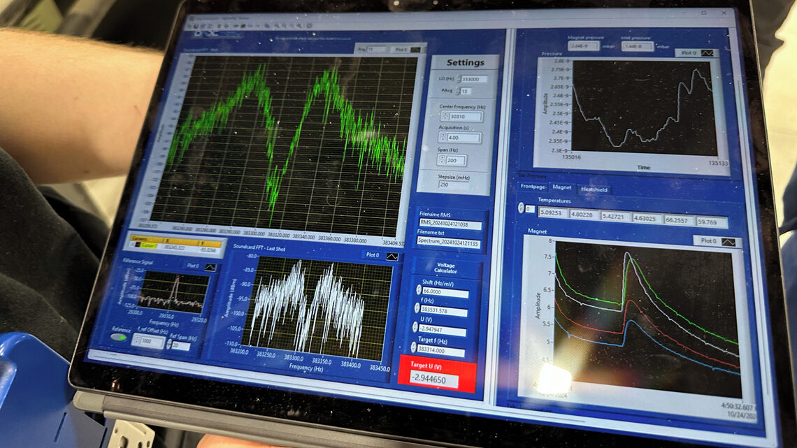 Tablet displaying experiment data