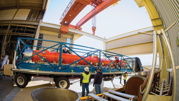 he first cryomodule for LCLS-II arrived at SLAC on January 19, 2018. 