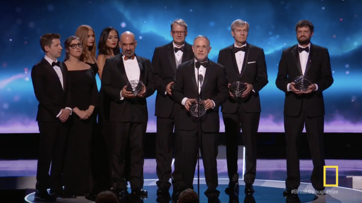 Winners of the Breakthrough Prize accept awards onstage.