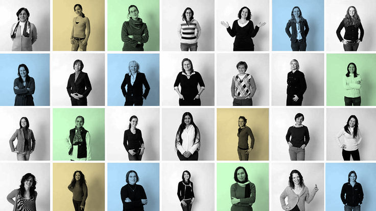 Grid 7X4 of photos of women in science