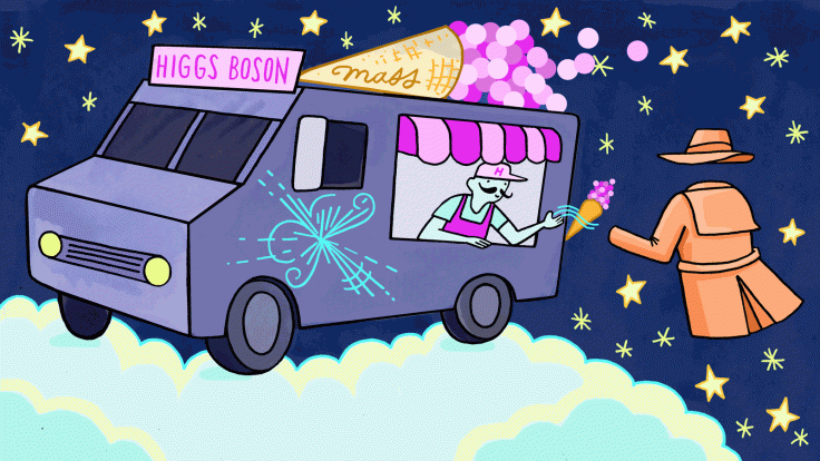 Higgs boson ice cream truck being visited by the particle that isn't there